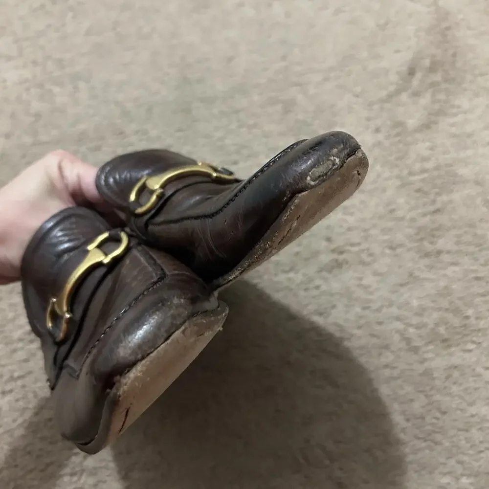 Salvatore Ferragamo Brown Horse Bit Loafers Size 11 D Gancini Leather *READ